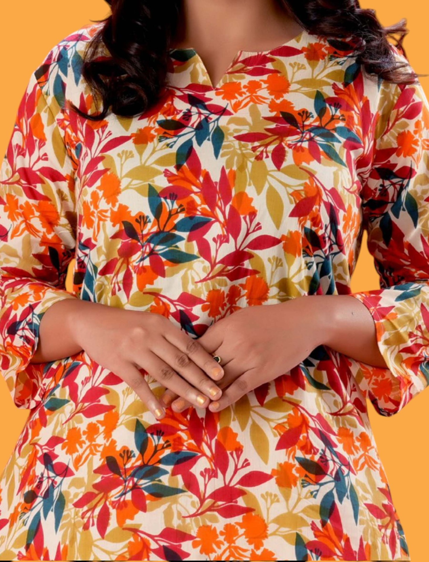 Orange Multi Pure Cotton Printed Co Ord Set